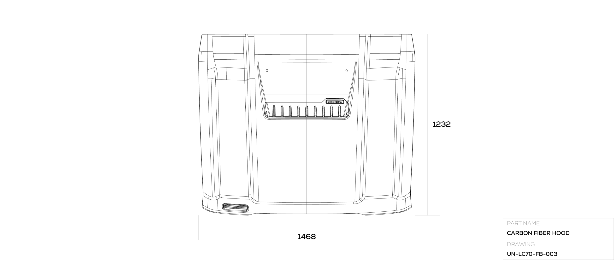Carbon Fiber Hood Kit technical drawing