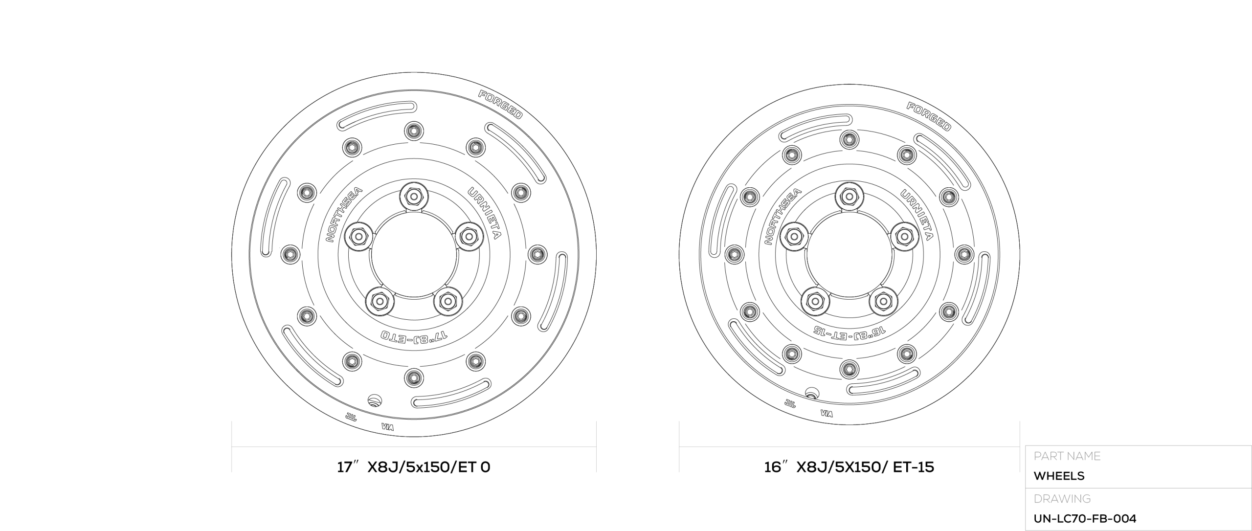 Forged Anti-Slip Wheels technical drawing