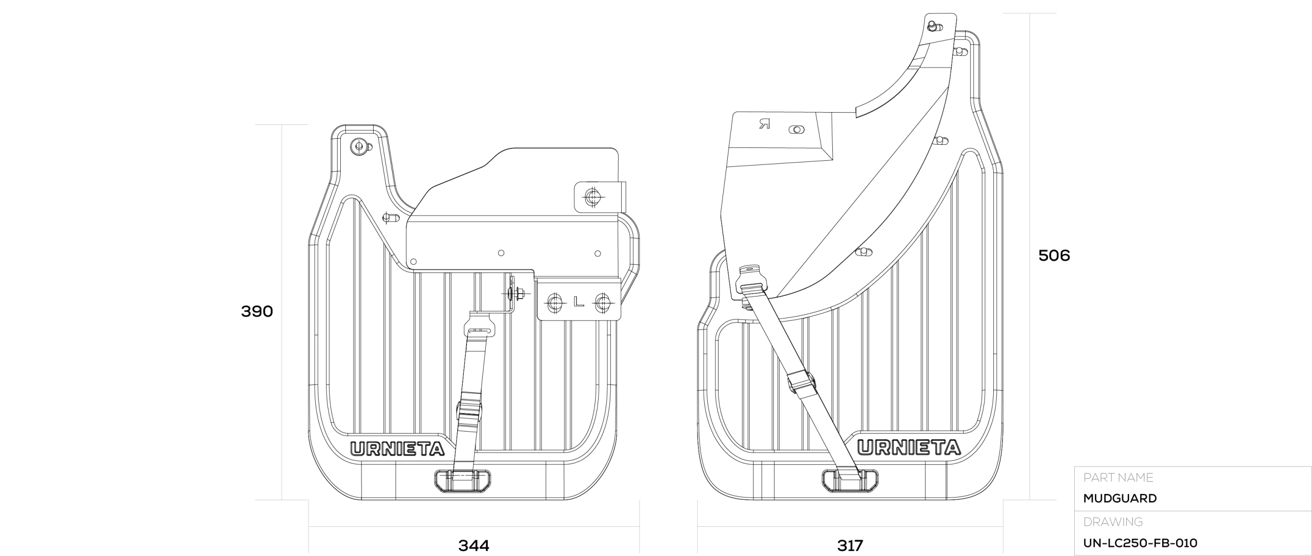 Mudflap For Prado LC250 technical drawing