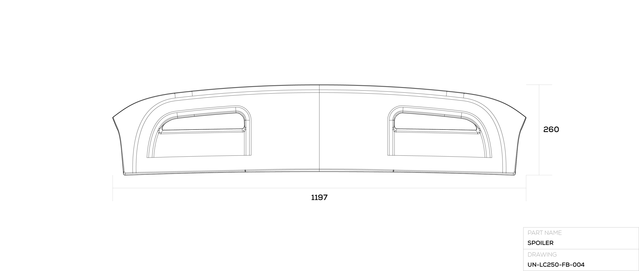 Spoiler Wing For LC250 technical drawing