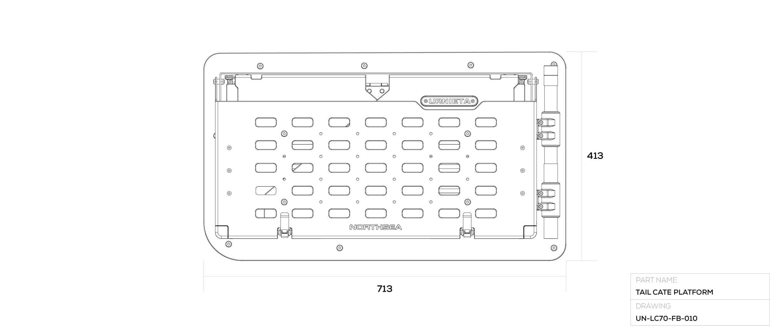 Tailgate Platform For LC70 technical drawing