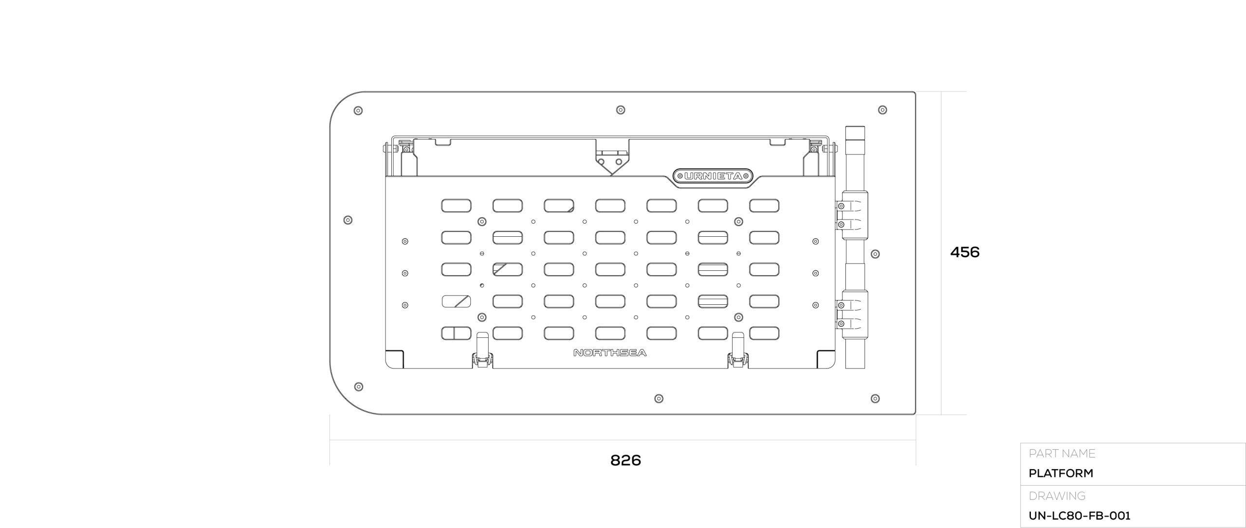 Tailgate Platform For LC80 technical drawing