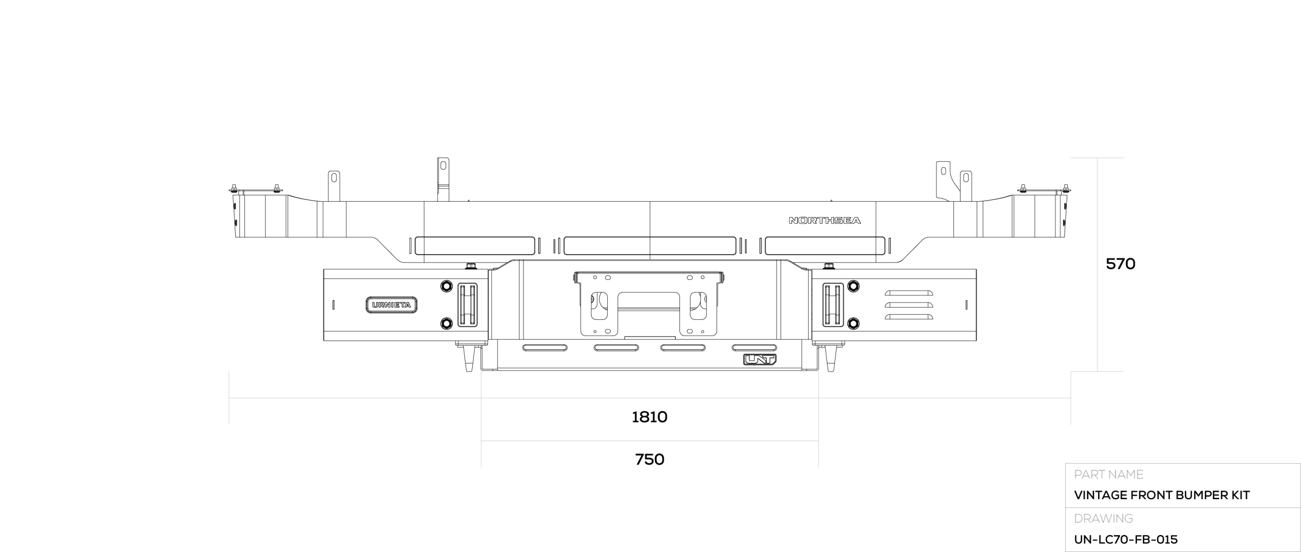 Vintage Front Bumper Kit technical drawing